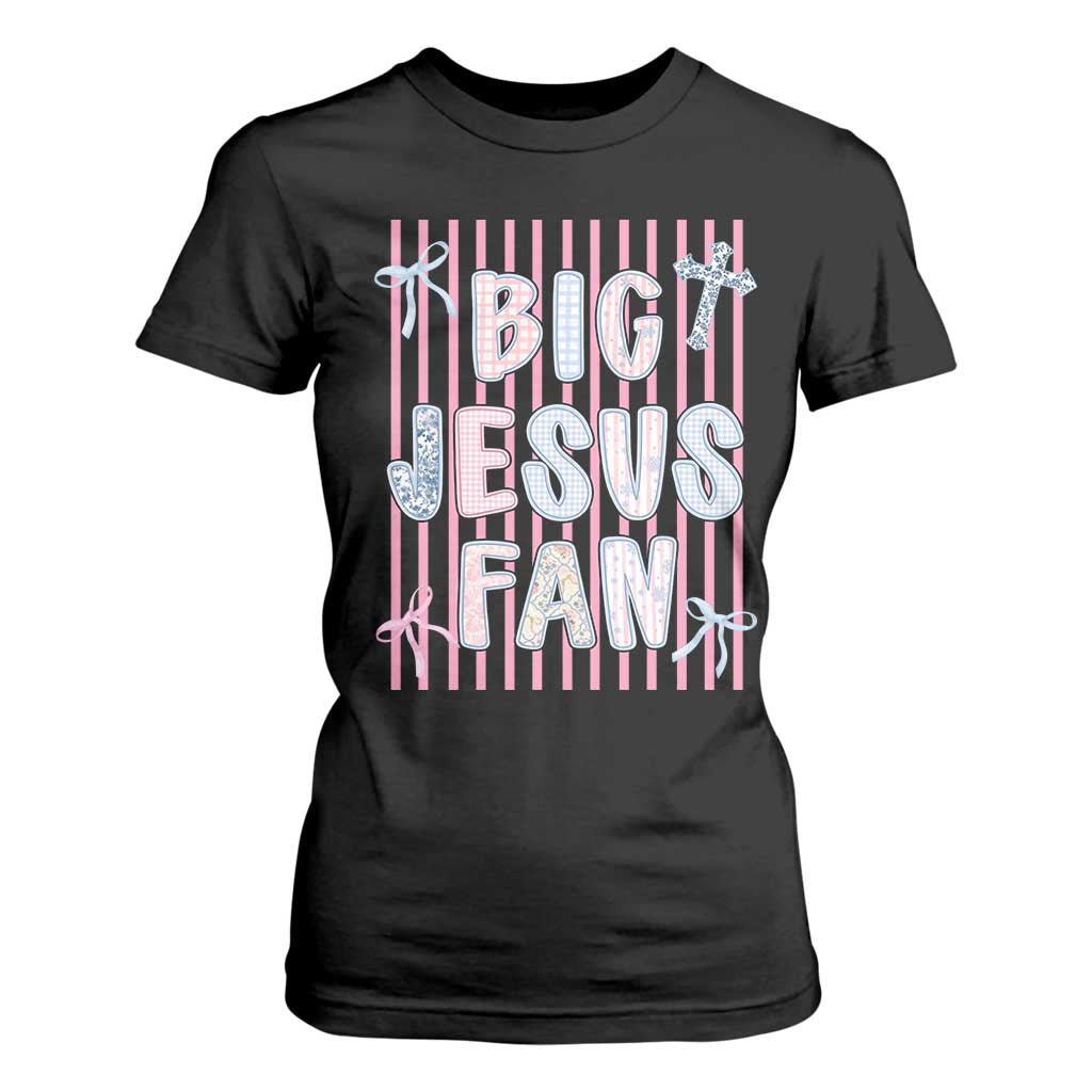 Big Jesus Fan T Shirt For Women Striped Preppy Christian Believer Faith God Religious Gifts TS10 Black Print Your Wear