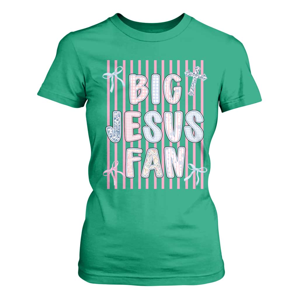 Big Jesus Fan T Shirt For Women Striped Preppy Christian Believer Faith God Religious Gifts TS10 Irish Green Print Your Wear