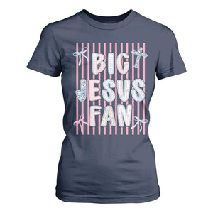 Big Jesus Fan T Shirt For Women Striped Preppy Christian Believer Faith God Religious Gifts TS10 Navy Print Your Wear
