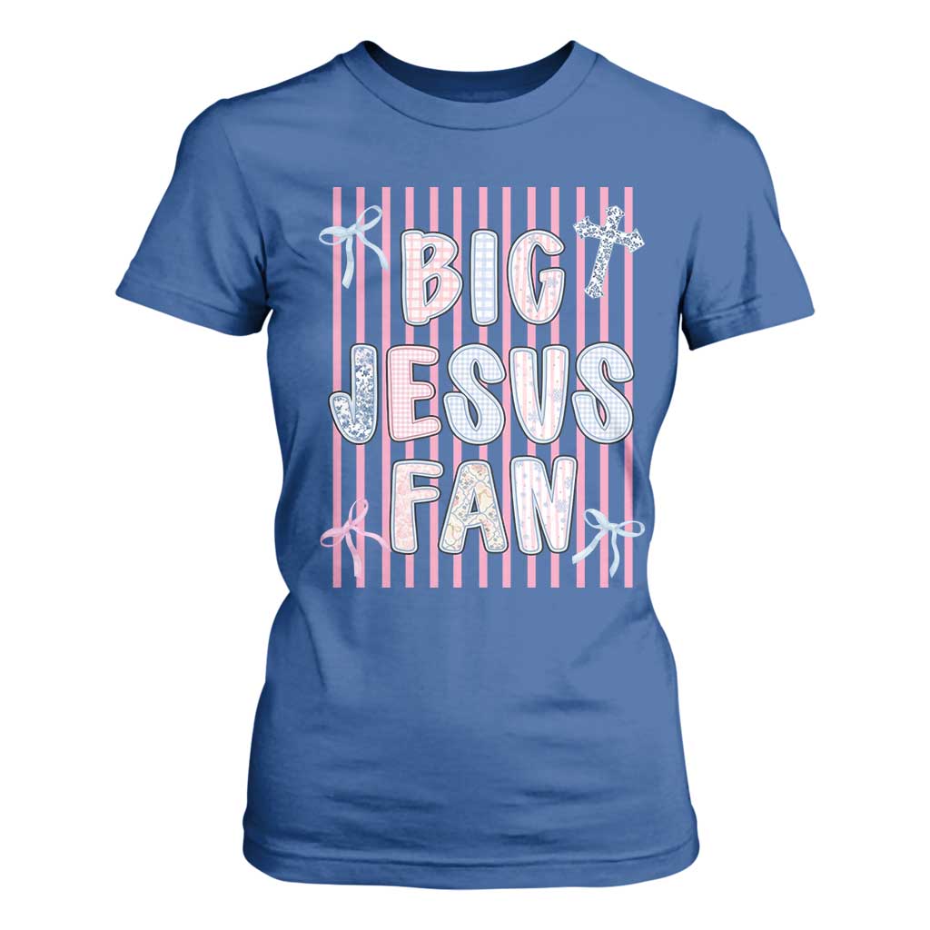 Big Jesus Fan T Shirt For Women Striped Preppy Christian Believer Faith God Religious Gifts TS10 Royal Blue Print Your Wear