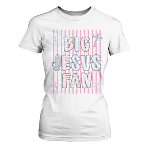 Big Jesus Fan T Shirt For Women Striped Preppy Christian Believer Faith God Religious Gifts TS10 White Print Your Wear