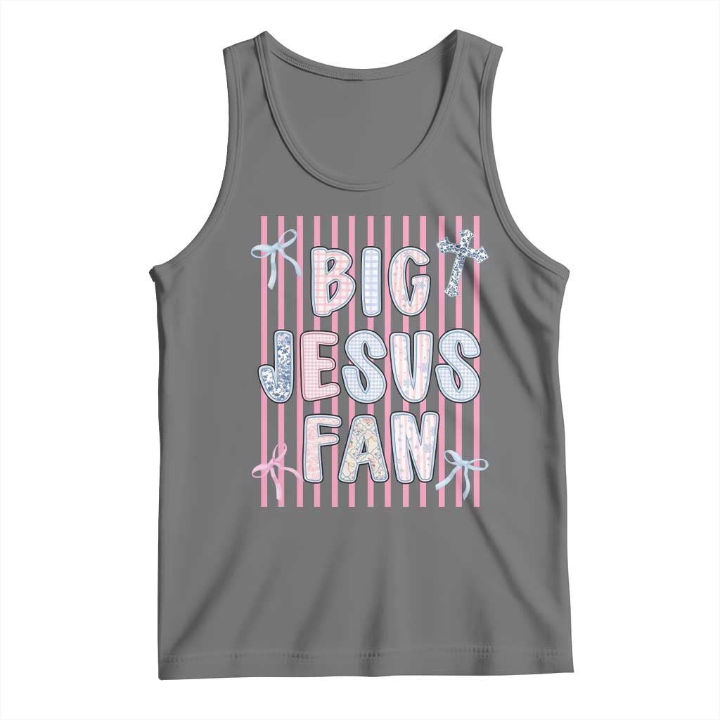 Big Jesus Fan Tank Top Striped Preppy Christian Believer Faith God Religious Gifts TS10 Black Heather Print Your Wear