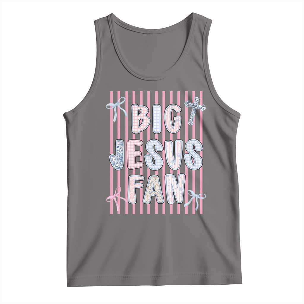 Big Jesus Fan Tank Top Striped Preppy Christian Believer Faith God Religious Gifts TS10 Deep Heather Print Your Wear