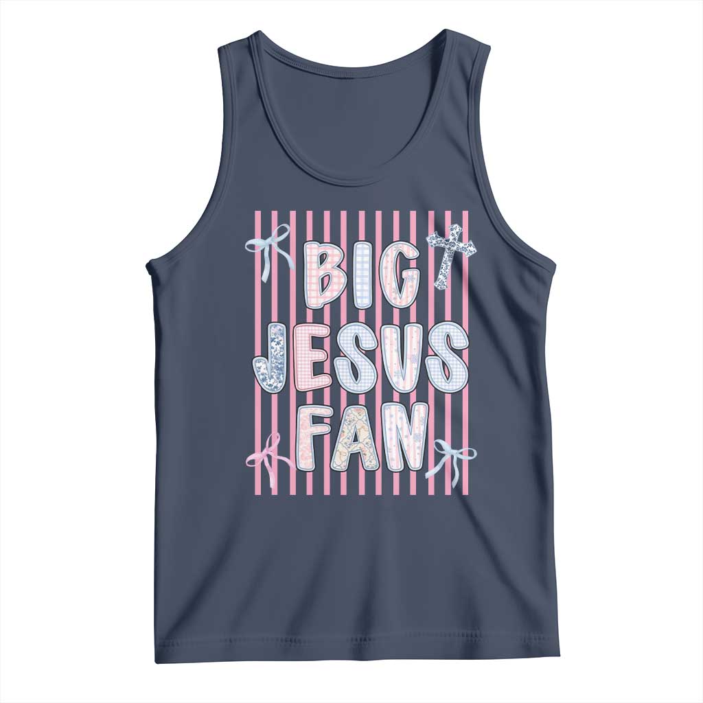 Big Jesus Fan Tank Top Striped Preppy Christian Believer Faith God Religious Gifts TS10 Navy Print Your Wear