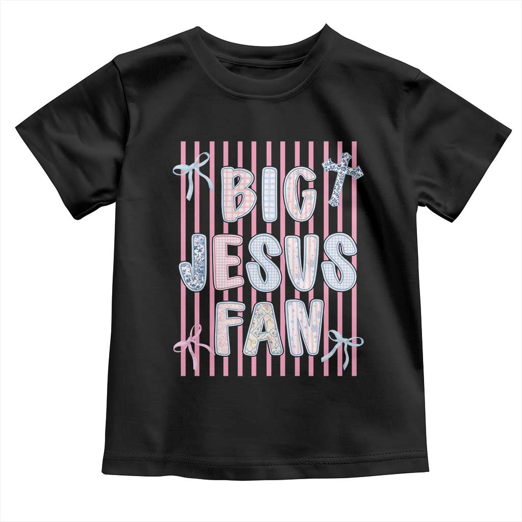 Big Jesus Fan Toddler T Shirt Striped Preppy Christian Believer Faith God Religious Gifts TS10 Black Print Your Wear