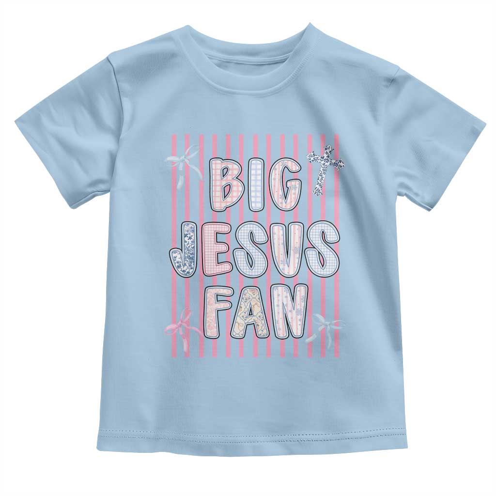 Big Jesus Fan Toddler T Shirt Striped Preppy Christian Believer Faith God Religious Gifts TS10 Light Blue Print Your Wear