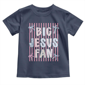 Big Jesus Fan Toddler T Shirt Striped Preppy Christian Believer Faith God Religious Gifts TS10 Navy Print Your Wear