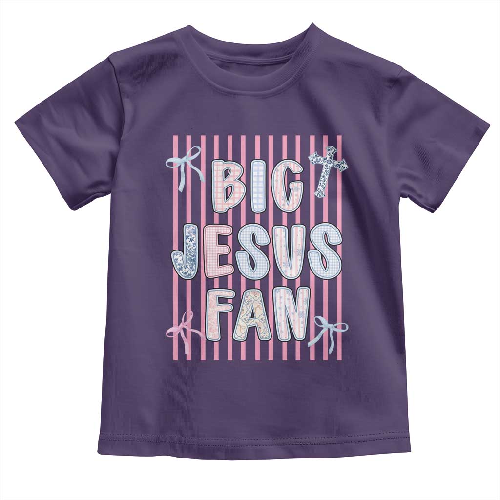 Big Jesus Fan Toddler T Shirt Striped Preppy Christian Believer Faith God Religious Gifts TS10 Purple Print Your Wear