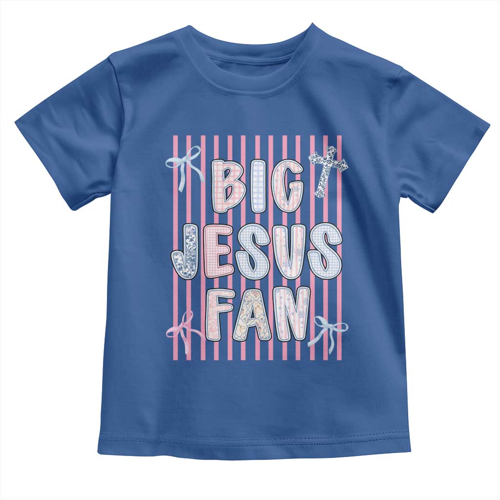 Big Jesus Fan Toddler T Shirt Striped Preppy Christian Believer Faith God Religious Gifts TS10 Royal Blue Print Your Wear