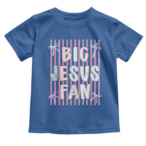 Big Jesus Fan Toddler T Shirt Striped Preppy Christian Believer Faith God Religious Gifts TS10 Royal Blue Print Your Wear