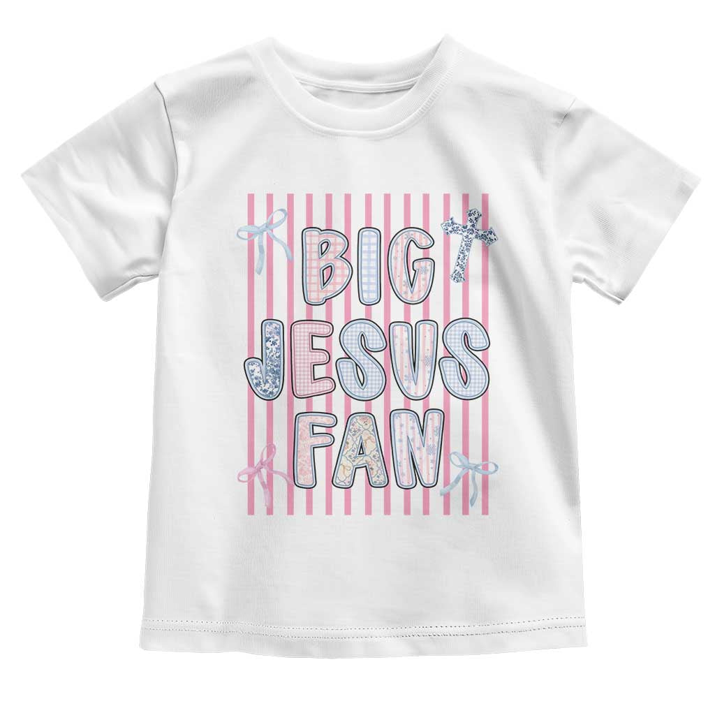 Big Jesus Fan Toddler T Shirt Striped Preppy Christian Believer Faith God Religious Gifts TS10 White Print Your Wear