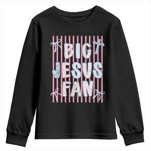 Big Jesus Fan Youth Sweatshirt Striped Preppy Christian Believer Faith God Religious Gifts TS10 Black Print Your Wear