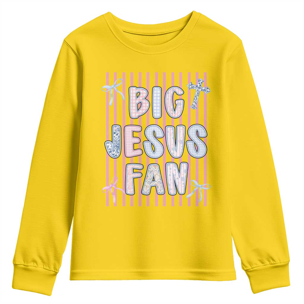 Big Jesus Fan Youth Sweatshirt Striped Preppy Christian Believer Faith God Religious Gifts TS10 Daisy Print Your Wear