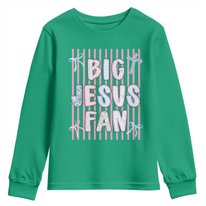 Big Jesus Fan Youth Sweatshirt Striped Preppy Christian Believer Faith God Religious Gifts TS10 Irish Green Print Your Wear