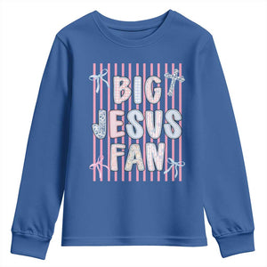 Big Jesus Fan Youth Sweatshirt Striped Preppy Christian Believer Faith God Religious Gifts TS10 Royal Blue Print Your Wear
