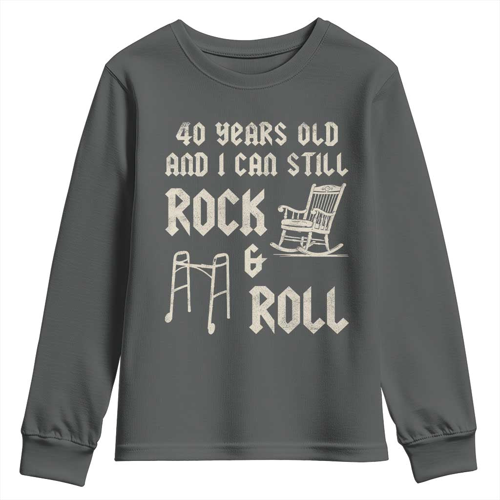 40th Birthday Gift For Men Youth Sweatshirt Funny Man Saying Gag Gift 40 Years Old Birthday TS10 Dark Heather Print Your Wear