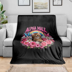 Alpha Male Throw Blanket Funny Cat Kitten Meme Rainbow Floral TS10 Print Your Wear
