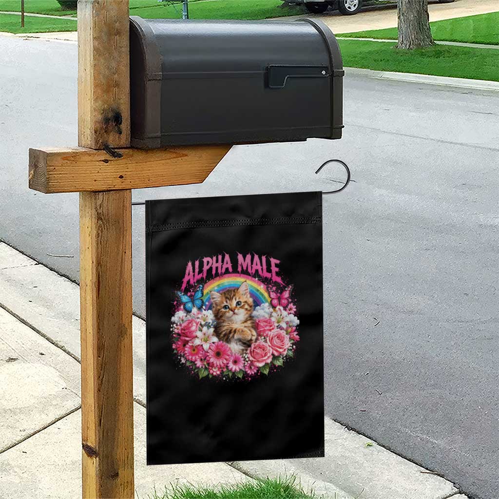 Alpha Male Garden Flag Funny Cat Kitten Meme Rainbow Floral TS10 Print Your Wear