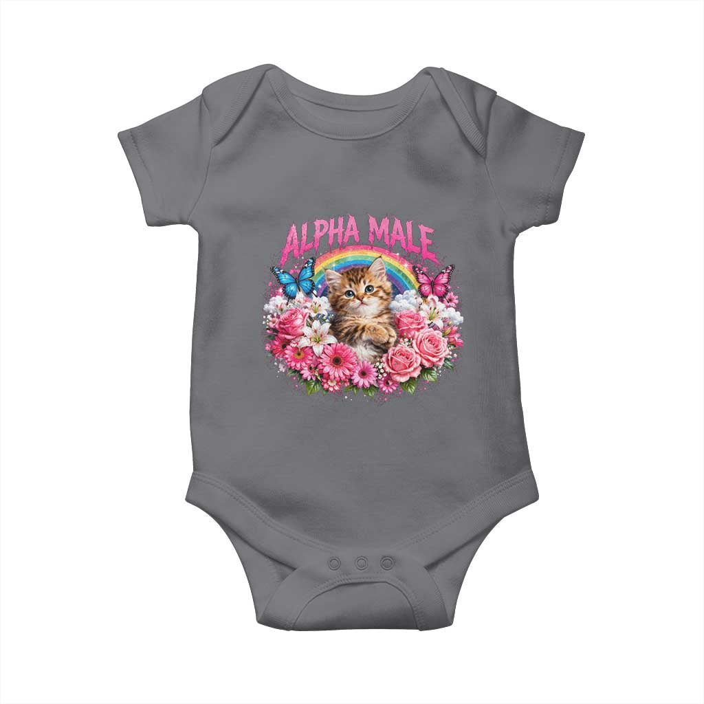 Alpha Male Baby Onesie Funny Cat Kitten Meme Rainbow Floral TS10 Charcoal Print Your Wear