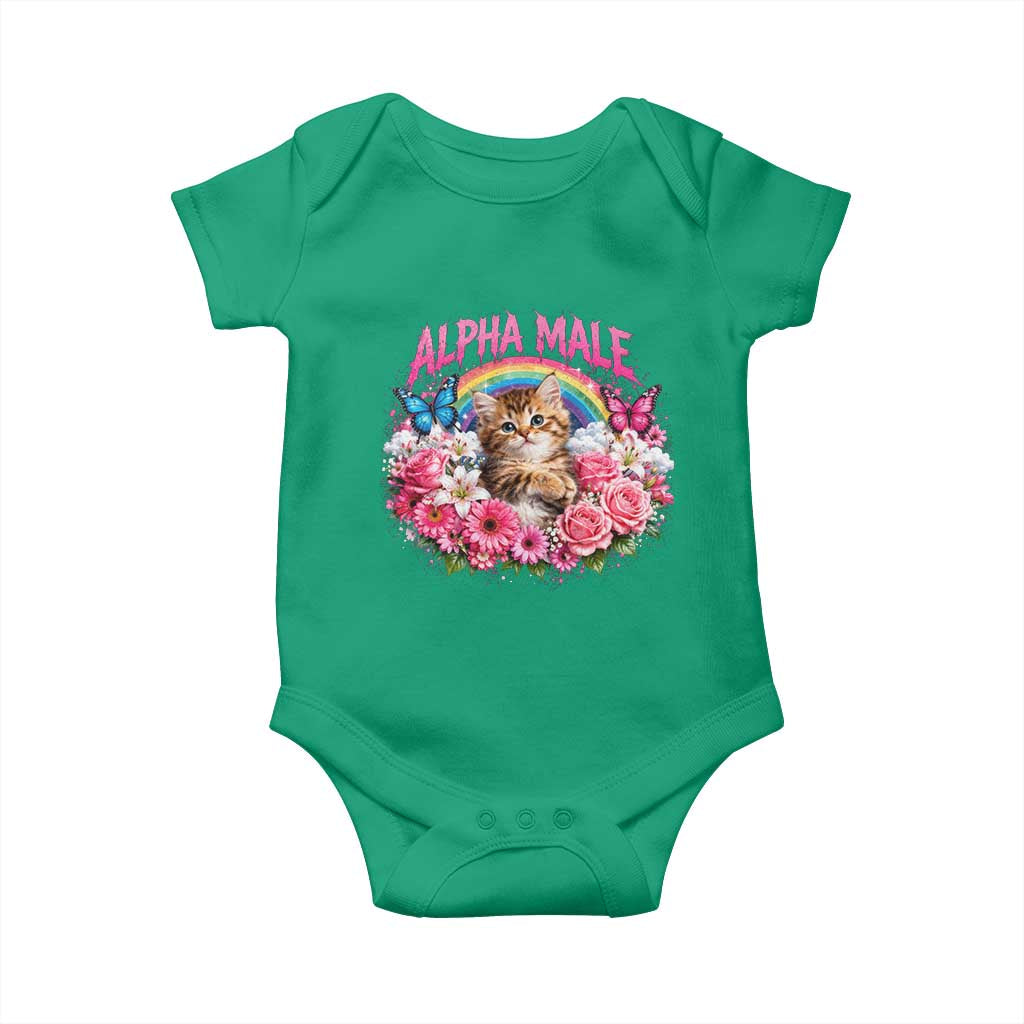 Alpha Male Baby Onesie Funny Cat Kitten Meme Rainbow Floral TS10 Irish Green Print Your Wear