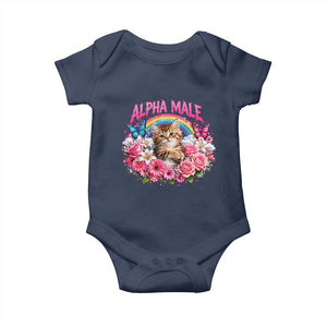 Alpha Male Baby Onesie Funny Cat Kitten Meme Rainbow Floral TS10 Navy Print Your Wear