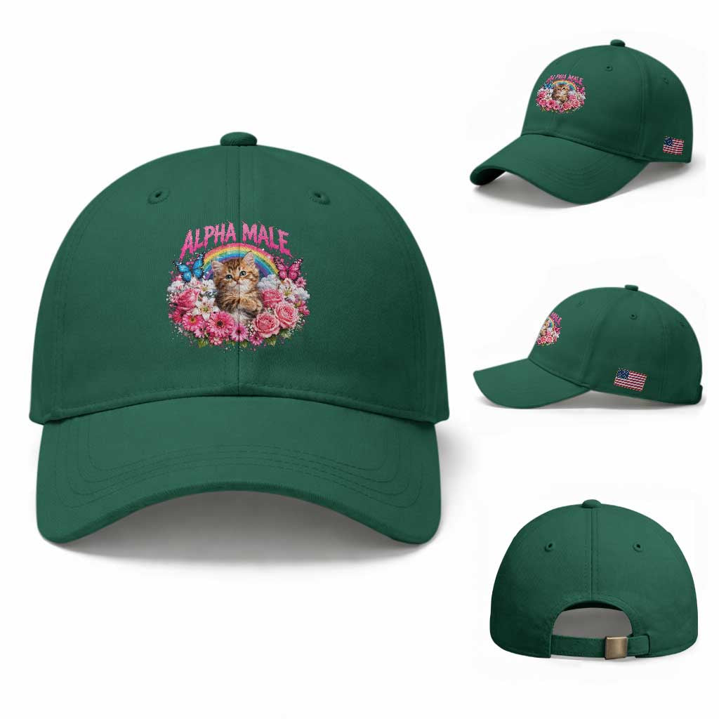 Alpha Male Baseball Cap Funny Cat Kitten Meme Rainbow Floral TS10 Baseball Cap Universal Fit Irish Green Print Your Wear