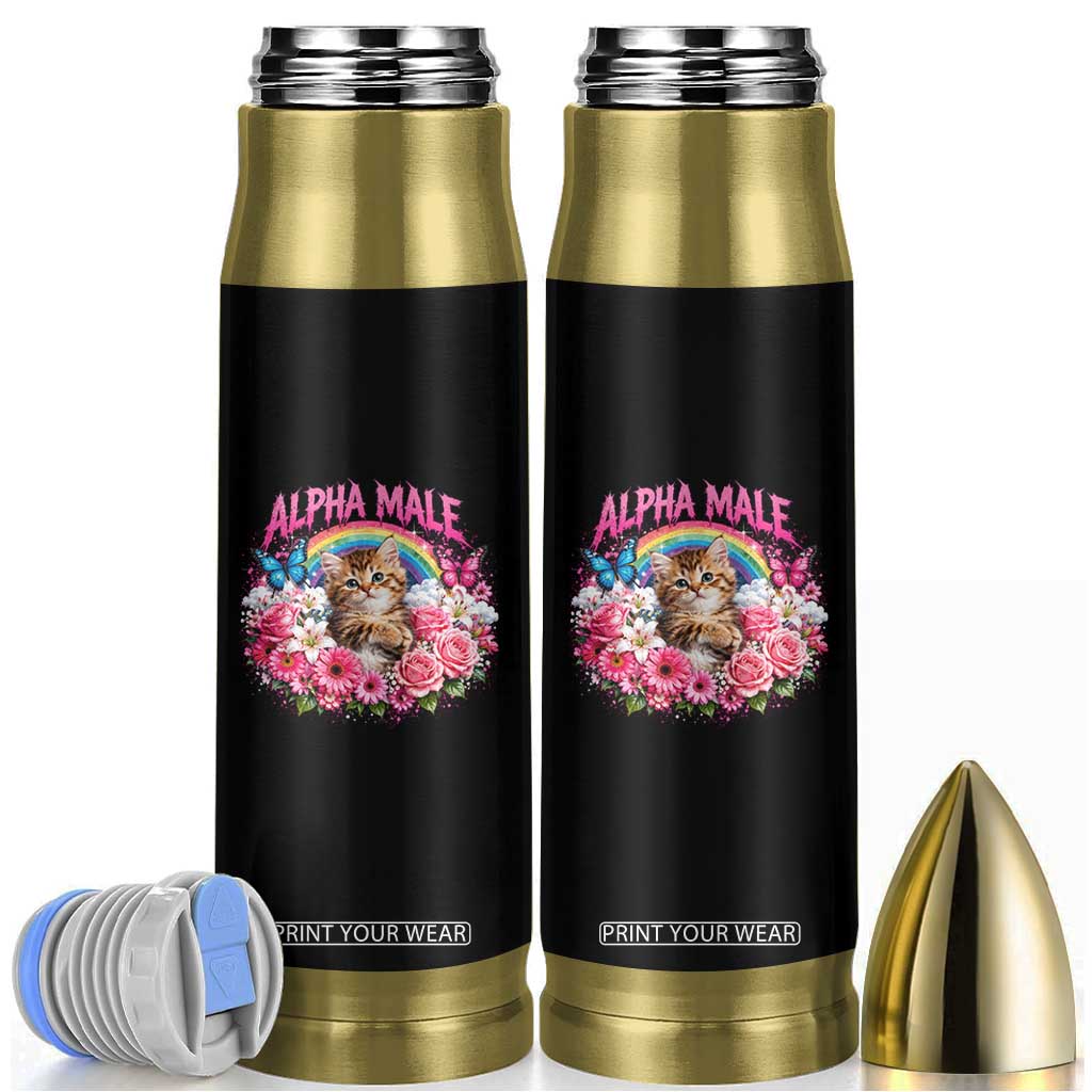 Alpha Male Bullet Tumbler Funny Cat Kitten Meme Rainbow Floral TS10 Black Print Your Wear