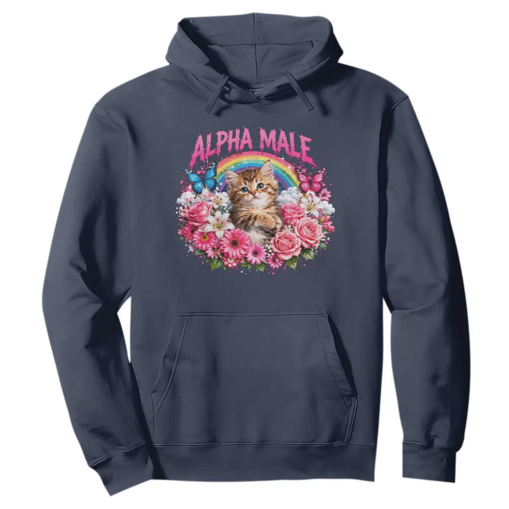 Alpha Male Hoodie Funny Cat Kitten Meme Rainbow Floral TS10 Navy Print Your Wear