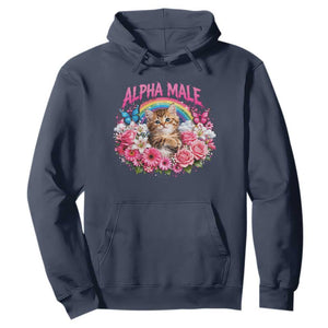 Alpha Male Hoodie Funny Cat Kitten Meme Rainbow Floral TS10 Navy Print Your Wear