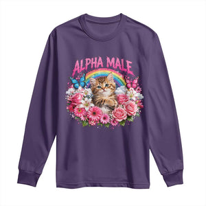 Alpha Male Long Sleeve Shirt Funny Cat Kitten Meme Rainbow Floral TS10 Purple Print Your Wear