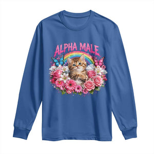 Alpha Male Long Sleeve Shirt Funny Cat Kitten Meme Rainbow Floral TS10 Royal Blue Print Your Wear