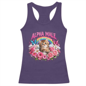 Alpha Male Racerback Tank Top Funny Cat Kitten Meme Rainbow Floral TS10 Purple Print Your Wear