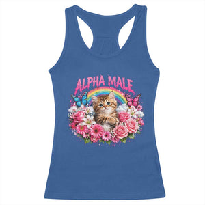Alpha Male Racerback Tank Top Funny Cat Kitten Meme Rainbow Floral TS10 Royal Blue Print Your Wear