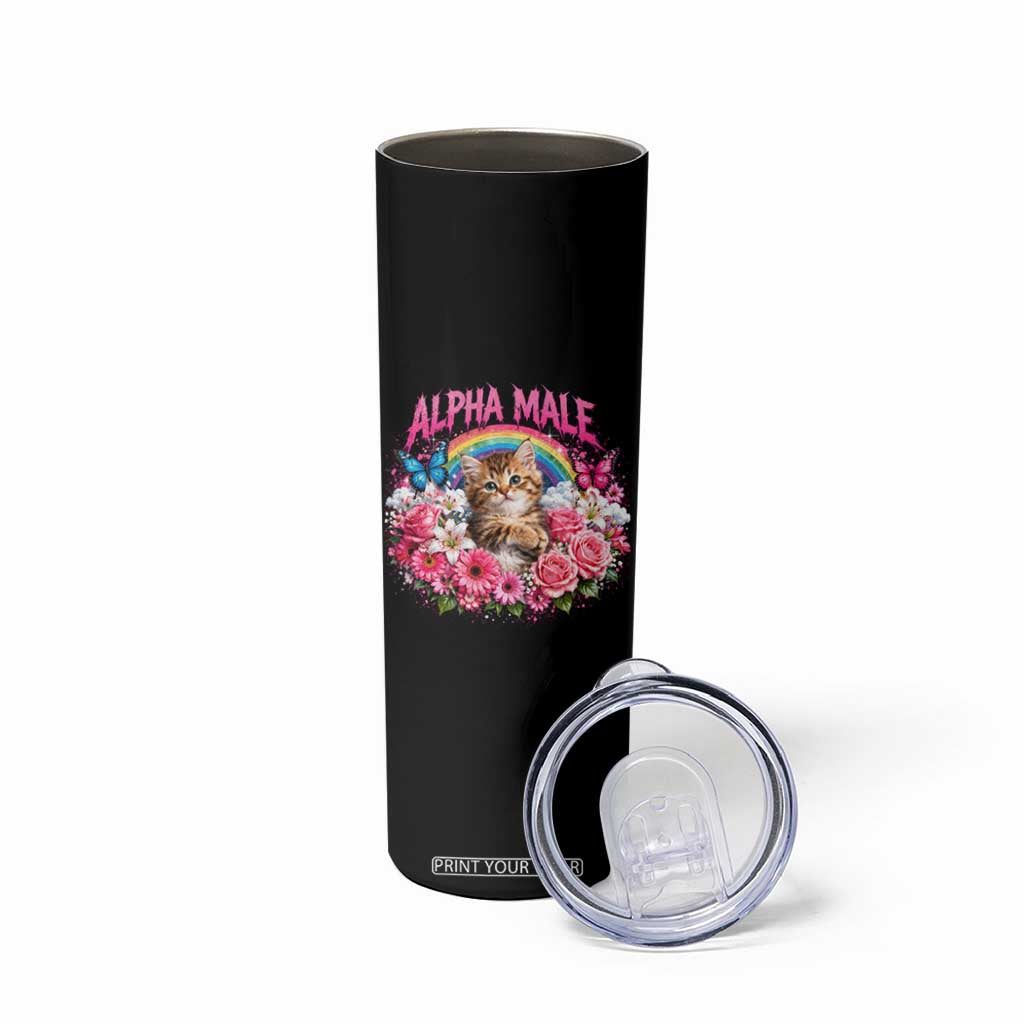Alpha Male Skinny Tumbler Funny Cat Kitten Meme Rainbow Floral TS10 Print Your Wear
