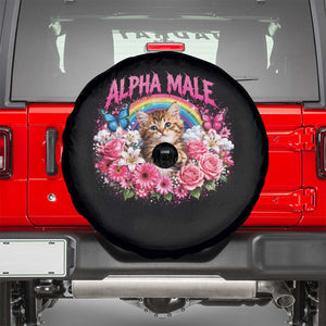 Alpha Male Spare Tire Cover Funny Cat Kitten Meme Rainbow Floral TS10 Black Print Your Wear