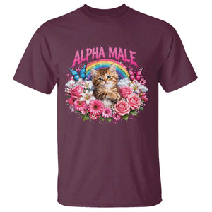 Alpha Male T Shirt Funny Cat Kitten Meme Rainbow Floral TS10 Maroon Print Your Wear
