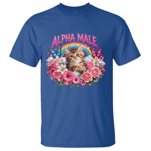 Alpha Male T Shirt Funny Cat Kitten Meme Rainbow Floral TS10 Royal Blue Print Your Wear