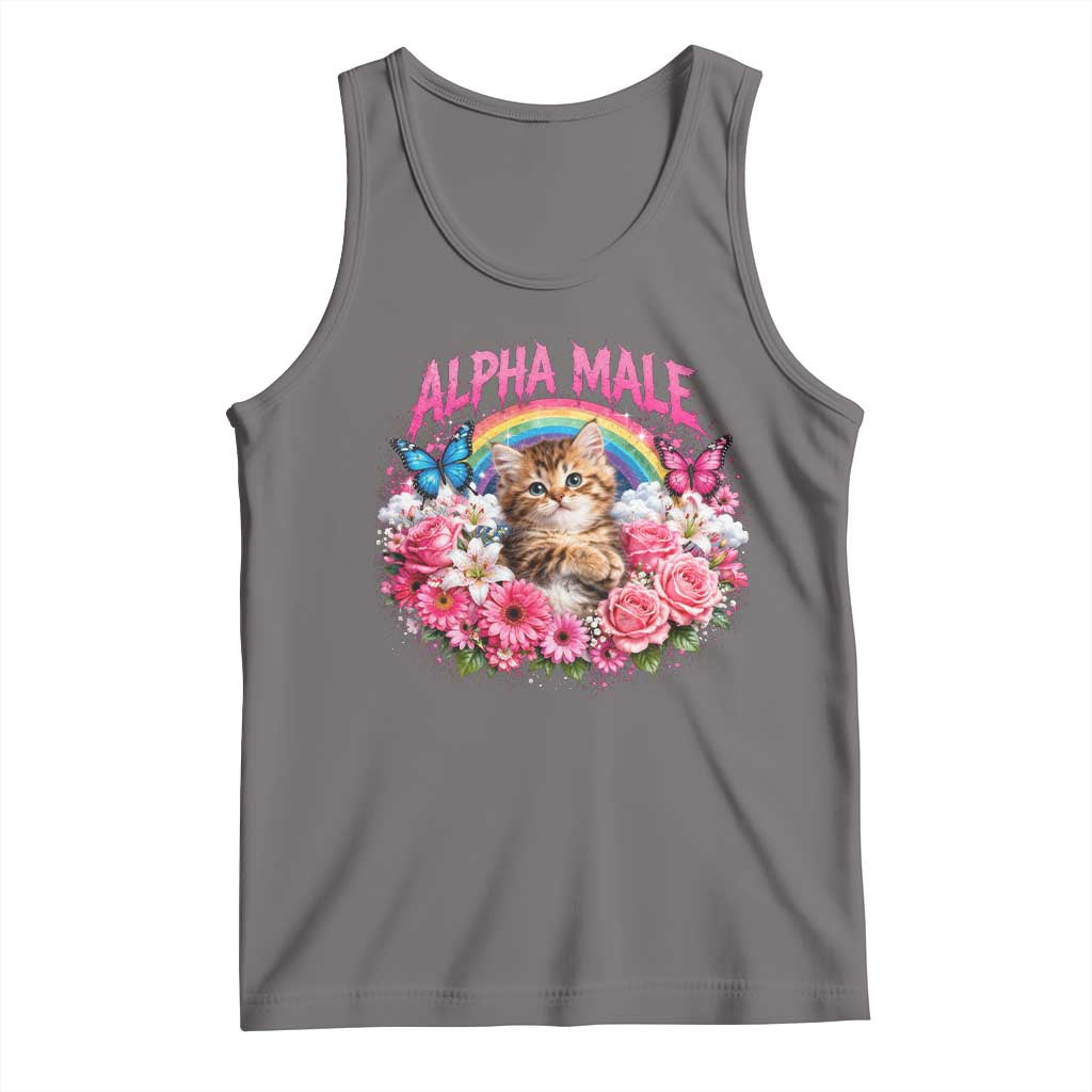 Alpha Male Tank Top Funny Cat Kitten Meme Rainbow Floral TS10 Deep Heather Print Your Wear