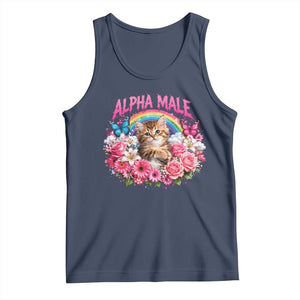 Alpha Male Tank Top Funny Cat Kitten Meme Rainbow Floral TS10 Navy Print Your Wear
