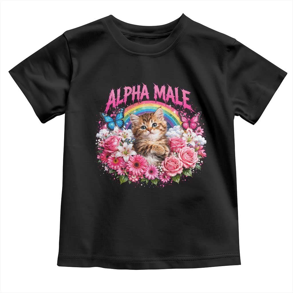 Alpha Male Toddler T Shirt Funny Cat Kitten Meme Rainbow Floral TS10 Black Print Your Wear