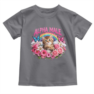 Alpha Male Toddler T Shirt Funny Cat Kitten Meme Rainbow Floral TS10 Charcoal Print Your Wear