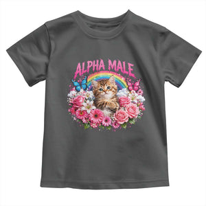 Alpha Male Toddler T Shirt Funny Cat Kitten Meme Rainbow Floral TS10 Dark Heather Print Your Wear