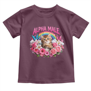 Alpha Male Toddler T Shirt Funny Cat Kitten Meme Rainbow Floral TS10 Maroon Print Your Wear