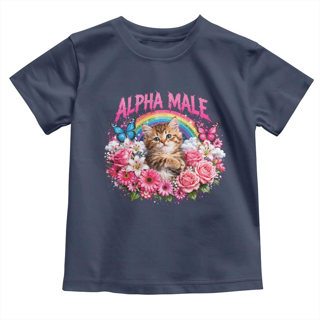 Alpha Male Toddler T Shirt Funny Cat Kitten Meme Rainbow Floral TS10 Navy Print Your Wear