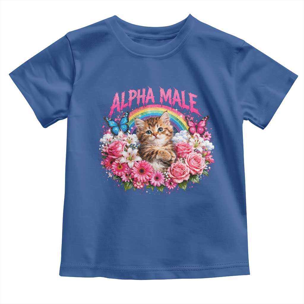 Alpha Male Toddler T Shirt Funny Cat Kitten Meme Rainbow Floral TS10 Royal Blue Print Your Wear