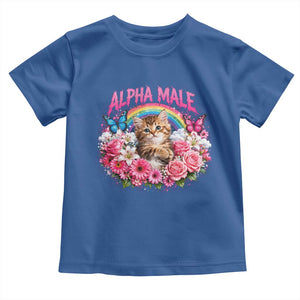 Alpha Male Toddler T Shirt Funny Cat Kitten Meme Rainbow Floral TS10 Royal Blue Print Your Wear