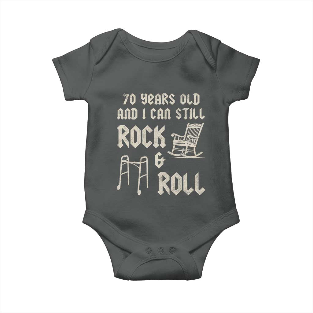 70th Birthday Gift For Men Baby Onesie Funny Man Saying Gag Gift 70 Years Old Birthday TS10 Dark Heather Print Your Wear