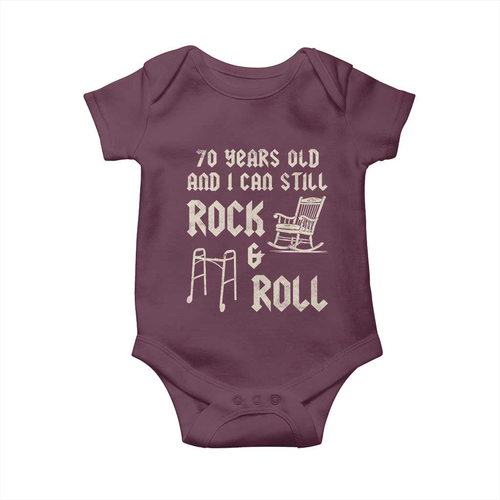 70th Birthday Gift For Men Baby Onesie Funny Man Saying Gag Gift 70 Years Old Birthday TS10 Maroon Print Your Wear