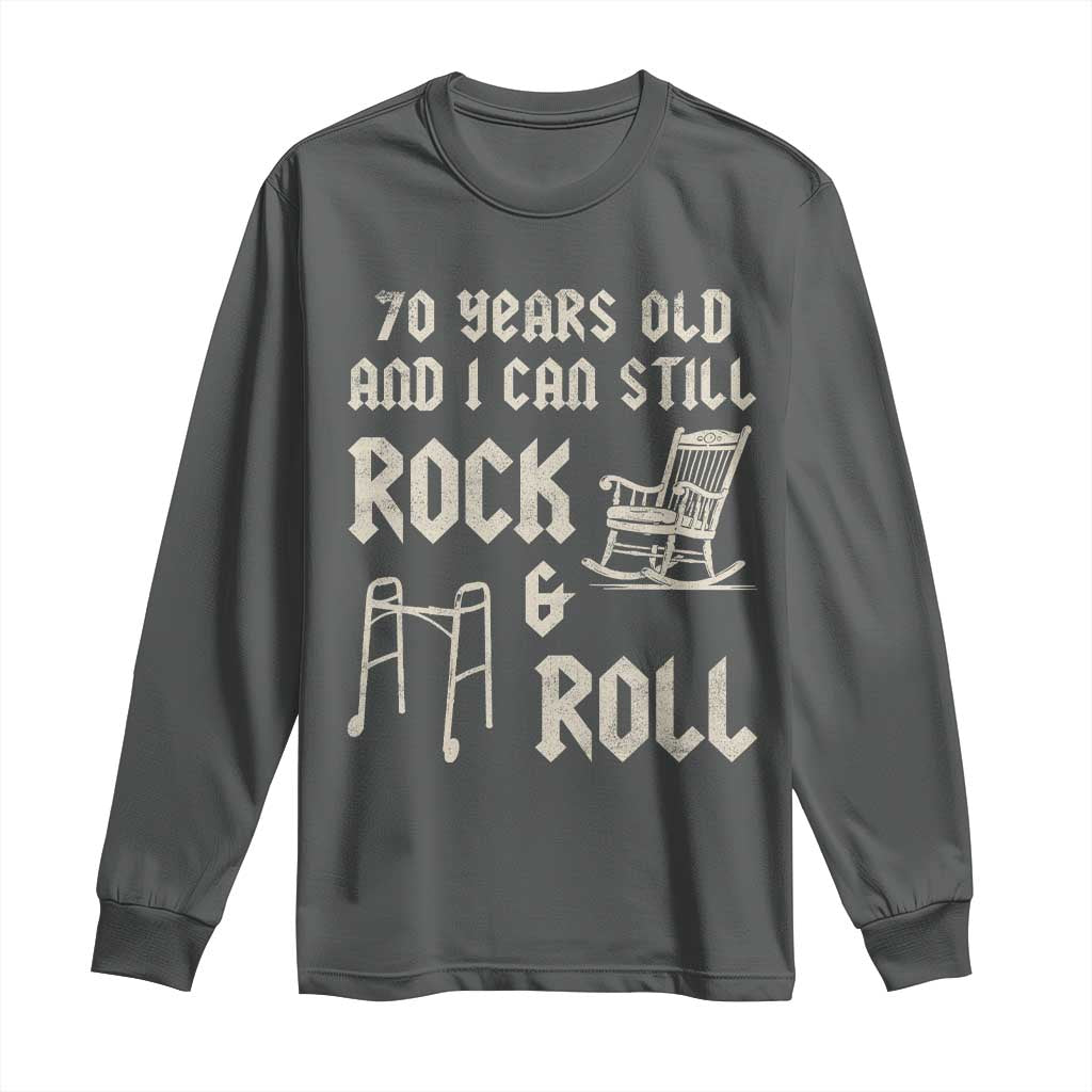 70th Birthday Gift For Men Long Sleeve Shirt Funny Man Saying Gag Gift 70 Years Old Birthday TS10 Dark Heather Print Your Wear