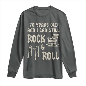 70th Birthday Gift For Men Long Sleeve Shirt Funny Man Saying Gag Gift 70 Years Old Birthday TS10 Dark Heather Print Your Wear
